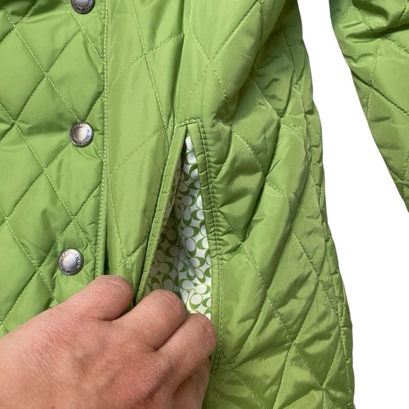 Coach Green Quilted Jacket Lightweight Diamond Stitch Outerwear Size Small - Picture 13 of 15
